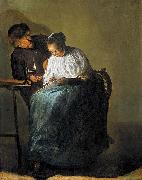 Judith leyster Man offering money to a young woman oil